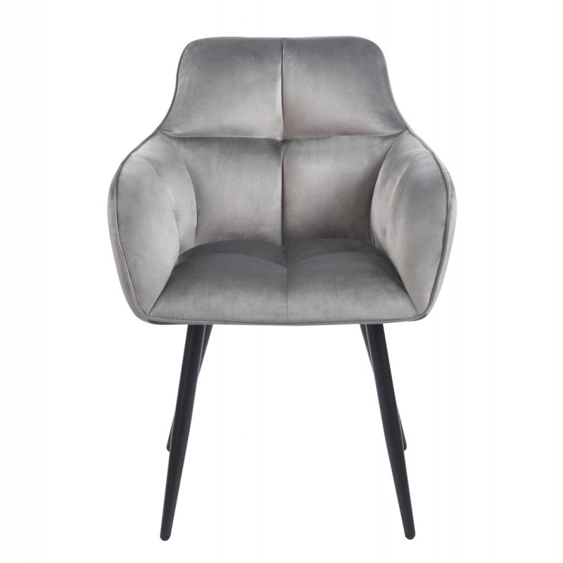 Fauteuil Velours Gris & Métal Noir – Élégant et Confortable