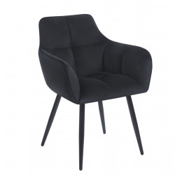 Fauteuil Velours Noir & Pieds Métal – Design Moderne Confort
