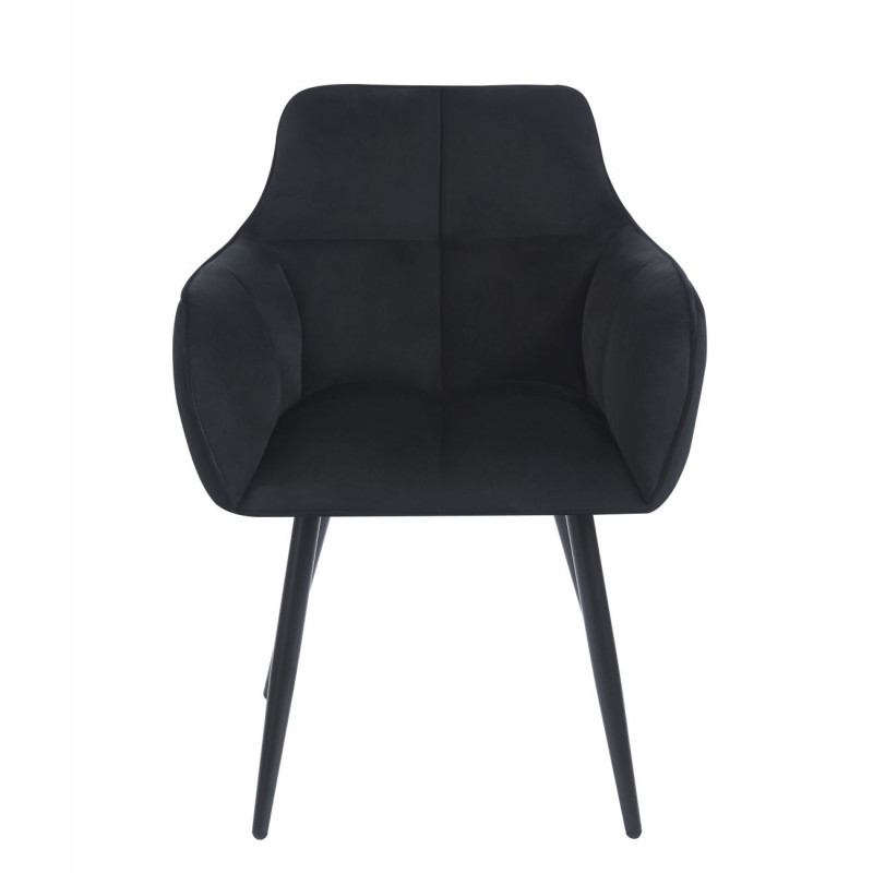Fauteuil Velours Noir & Pieds Métal – Design Moderne Confort