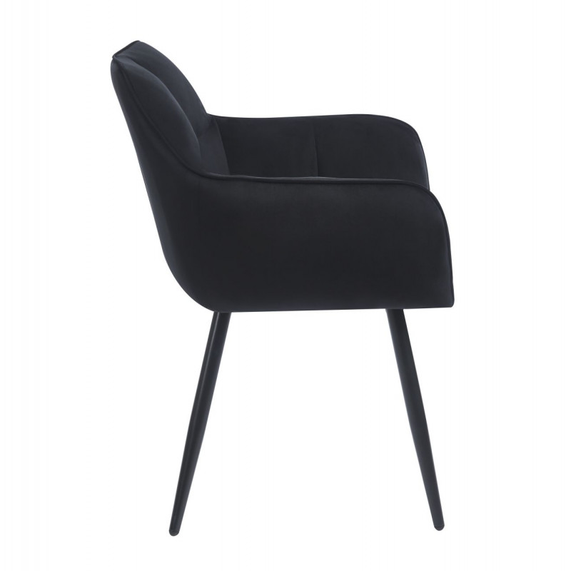Fauteuil Velours Noir & Pieds Métal – Design Moderne Confort