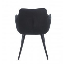 Fauteuil Velours Noir & Pieds Métal – Design Moderne Confort