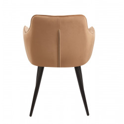 Fauteuil Velours Cappuccino & Métal Noir – Élégance et Confort
