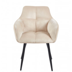 Fauteuil Velours Beige & Métal Noir – Élégance Intemporelle