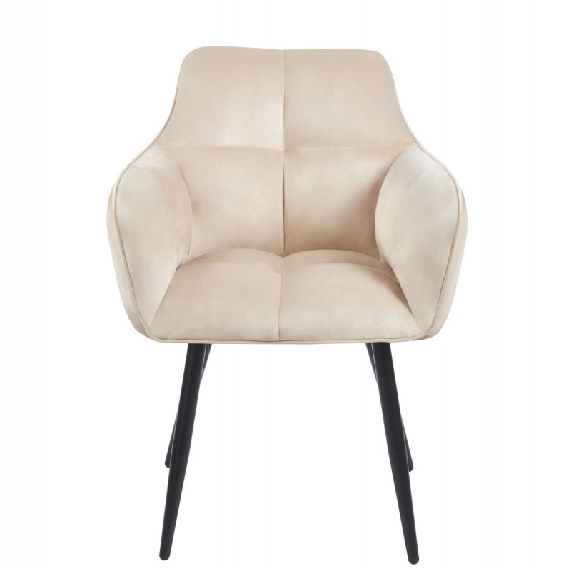 Fauteuil Velours Beige & Métal Noir – Élégance Intemporelle