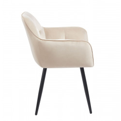 Fauteuil Velours Beige & Métal Noir – Élégance Intemporelle