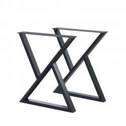 Pieds croisés pour table (lot de 2) – Métal noir design géométrique | Golddeco