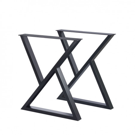 Pieds croisés pour table (lot de 2) – Métal noir design géométrique | Golddeco