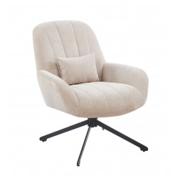 Fauteuil relax pivotant LIVIA – Tissu beige & base noire
