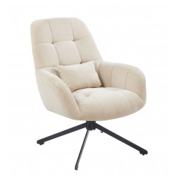 Fauteuil relax pivotant LOUKA – Tissu beige & base noire