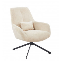 Fauteuil relax pivotant MILA – Tissu beige & base noire
