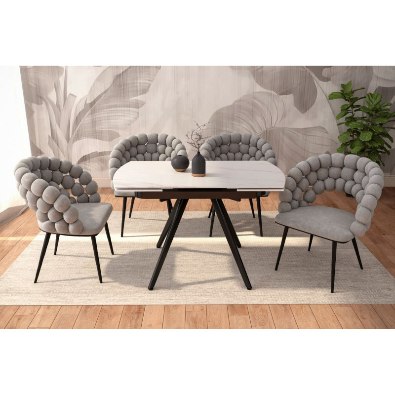 Table SquareMarbre – Marbre blanc & noir extensible Golddeco