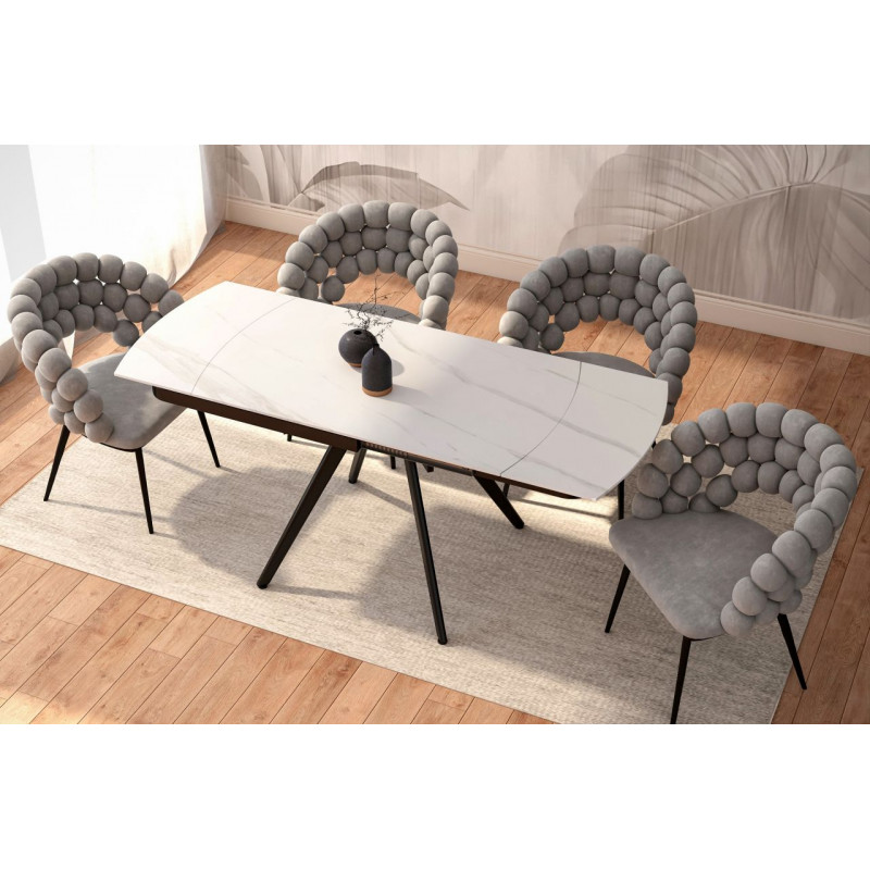 Table SquareMarbre – Marbre blanc & noir extensible Golddeco