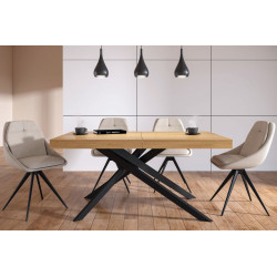 Table SquareWood – Chêne naturel & pieds noirs Golddeco