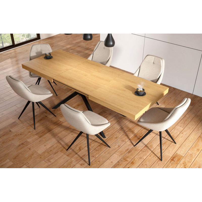 Table SquareWood – Chêne naturel & pieds noirs Golddeco