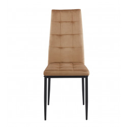 Chaise ALBA – Design Capitonné Velours Cappuccino & Pieds Noir