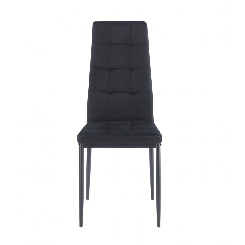 Chaise ALBA – Design Velours Noir Capitonné & Pieds Métal Noir