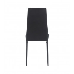 Chaise ALBA – Design Velours Noir Capitonné & Pieds Métal Noir