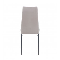 Chaise ALBA – Velours Gris Capitonné & Pieds Métal Noir Design