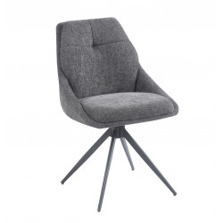 Fauteuil SALLY Pivotant 360° – Tissu Lin Gris & Pieds Métal