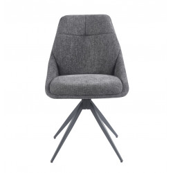 Fauteuil SALLY Pivotant 360° – Tissu Lin Gris & Pieds Métal