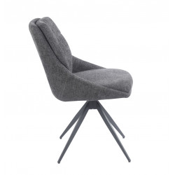 Fauteuil SALLY Pivotant 360° – Tissu Lin Gris & Pieds Métal