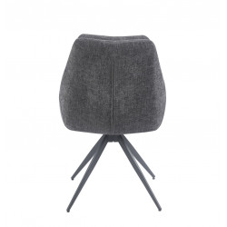 Fauteuil SALLY Pivotant 360° – Tissu Lin Gris & Pieds Métal