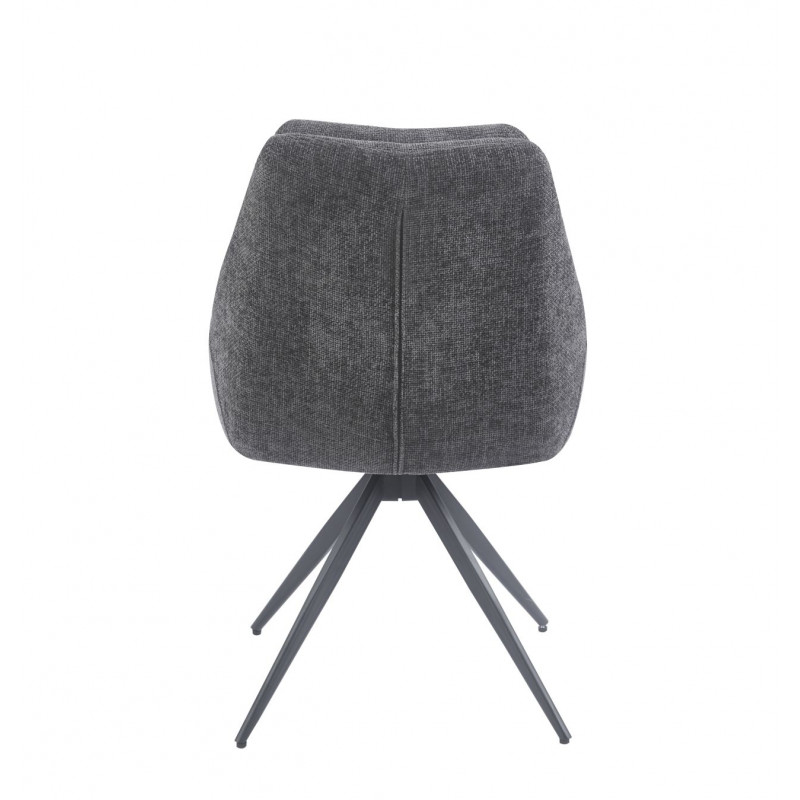 Fauteuil SALLY Pivotant 360° – Tissu Lin Gris & Pieds Métal