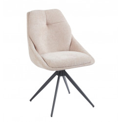 Fauteuil SALLY Pivotant 360° – Tissu Lin Beige & Métal Noir