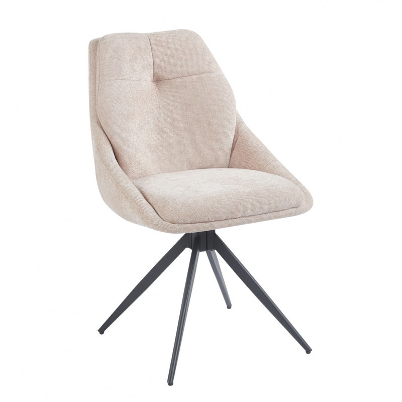 Fauteuil SALLY Pivotant 360° – Tissu Lin Beige & Métal Noir