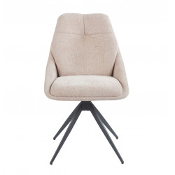 Fauteuil SALLY Pivotant 360° – Tissu Lin Beige & Métal Noir