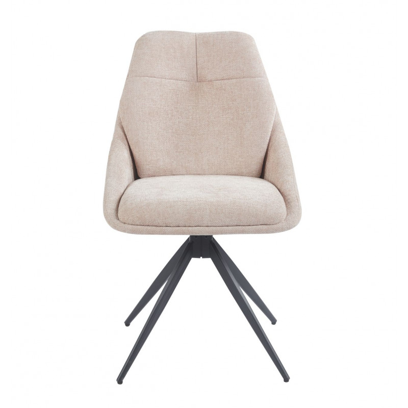 Fauteuil SALLY Pivotant 360° – Tissu Lin Beige & Métal Noir