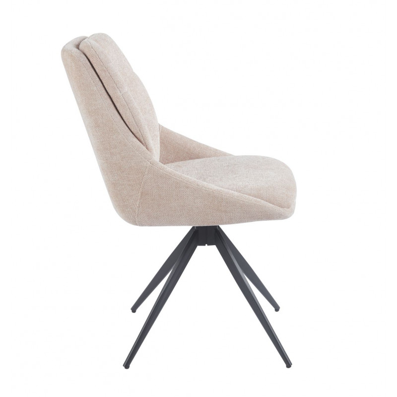 Fauteuil SALLY Pivotant 360° – Tissu Lin Beige & Métal Noir