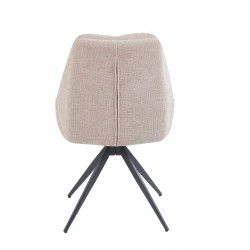 Fauteuil SALLY Pivotant 360° – Tissu Lin Beige & Métal Noir