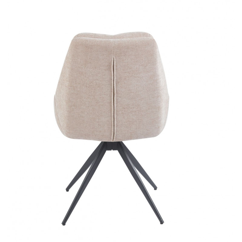 Fauteuil SALLY Pivotant 360° – Tissu Lin Beige & Métal Noir