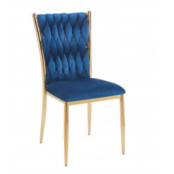 Chaise RIBEIRA – Velours Bleu & Pieds Or Chic