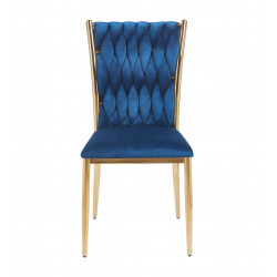 Chaise RIBEIRA – Velours Bleu & Pieds Or Chic