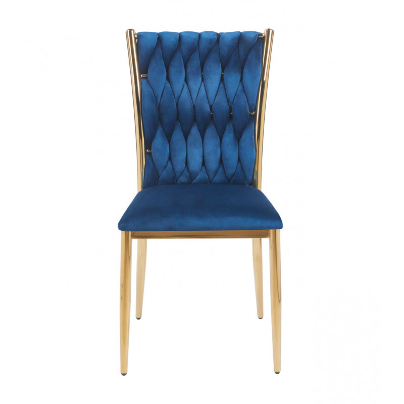 Chaise RIBEIRA – Velours Bleu & Pieds Or Chic
