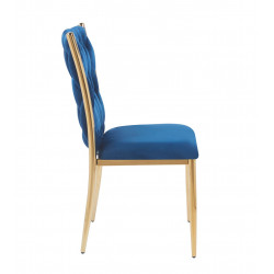 Chaise RIBEIRA – Velours Bleu & Pieds Or Chic