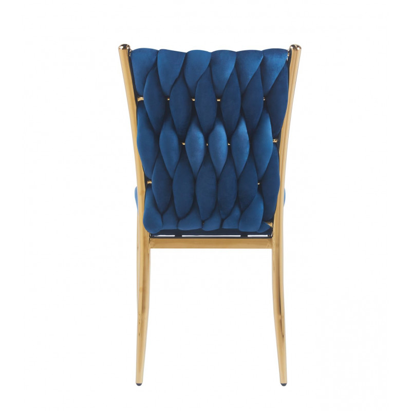 Chaise RIBEIRA – Velours Bleu & Pieds Or Chic