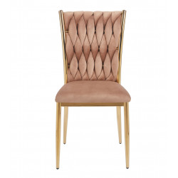 Chaise RIBEIRA – Velours Cappuccino & Pieds Dorés Chic