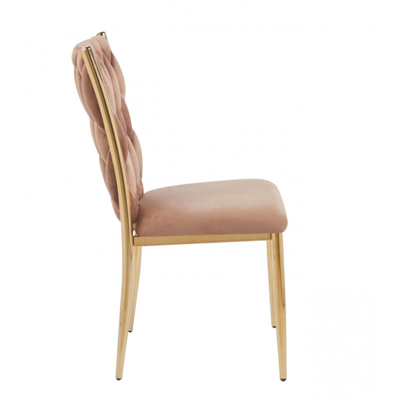 Chaise RIBEIRA – Velours Cappuccino & Pieds Dorés Chic