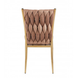 Chaise RIBEIRA – Velours Cappuccino & Pieds Dorés Chic