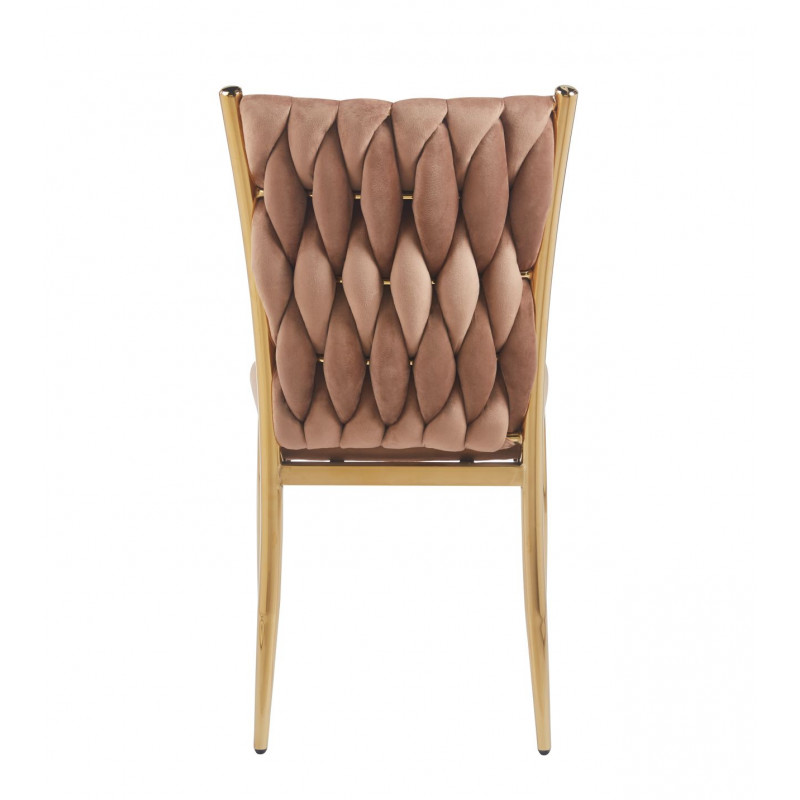 Chaise RIBEIRA – Velours Cappuccino & Pieds Dorés Chic