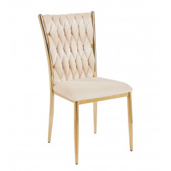 Chaise RIBEIRA – Velours Beige & Pieds Dorés Chic