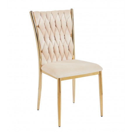 Chaise RIBEIRA – Velours Beige & Pieds Dorés Chic