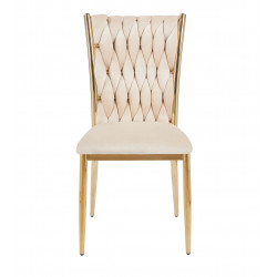 Chaise RIBEIRA – Velours Beige & Pieds Dorés Chic