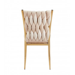 Chaise RIBEIRA – Velours Beige & Pieds Dorés Chic