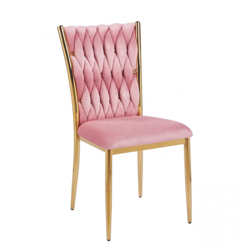 Chaise RIBEIRA Rose – Velours & Structure Dorée Design