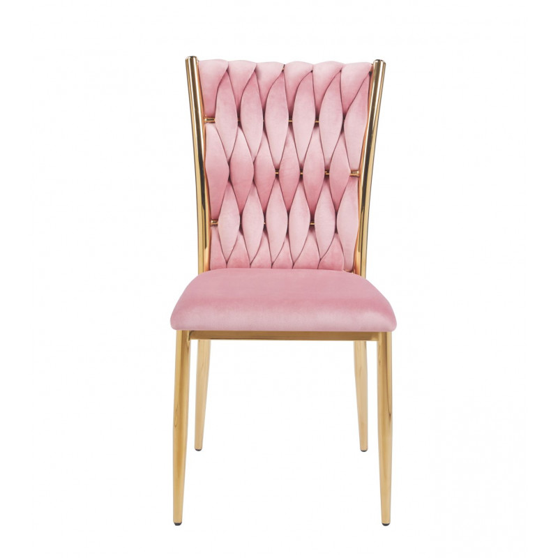 Chaise RIBEIRA Rose – Velours & Structure Dorée Design