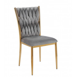 Chaise RIBEIRA Gris – Velours Élégant & Finition Dorée